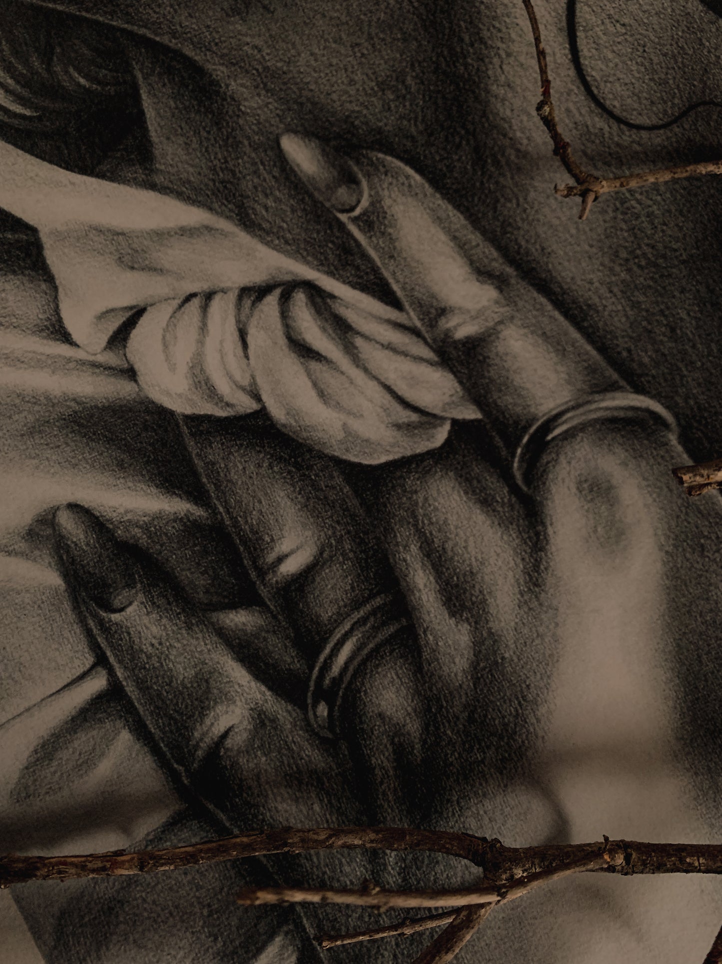 Pencil drawing of a hot vampire