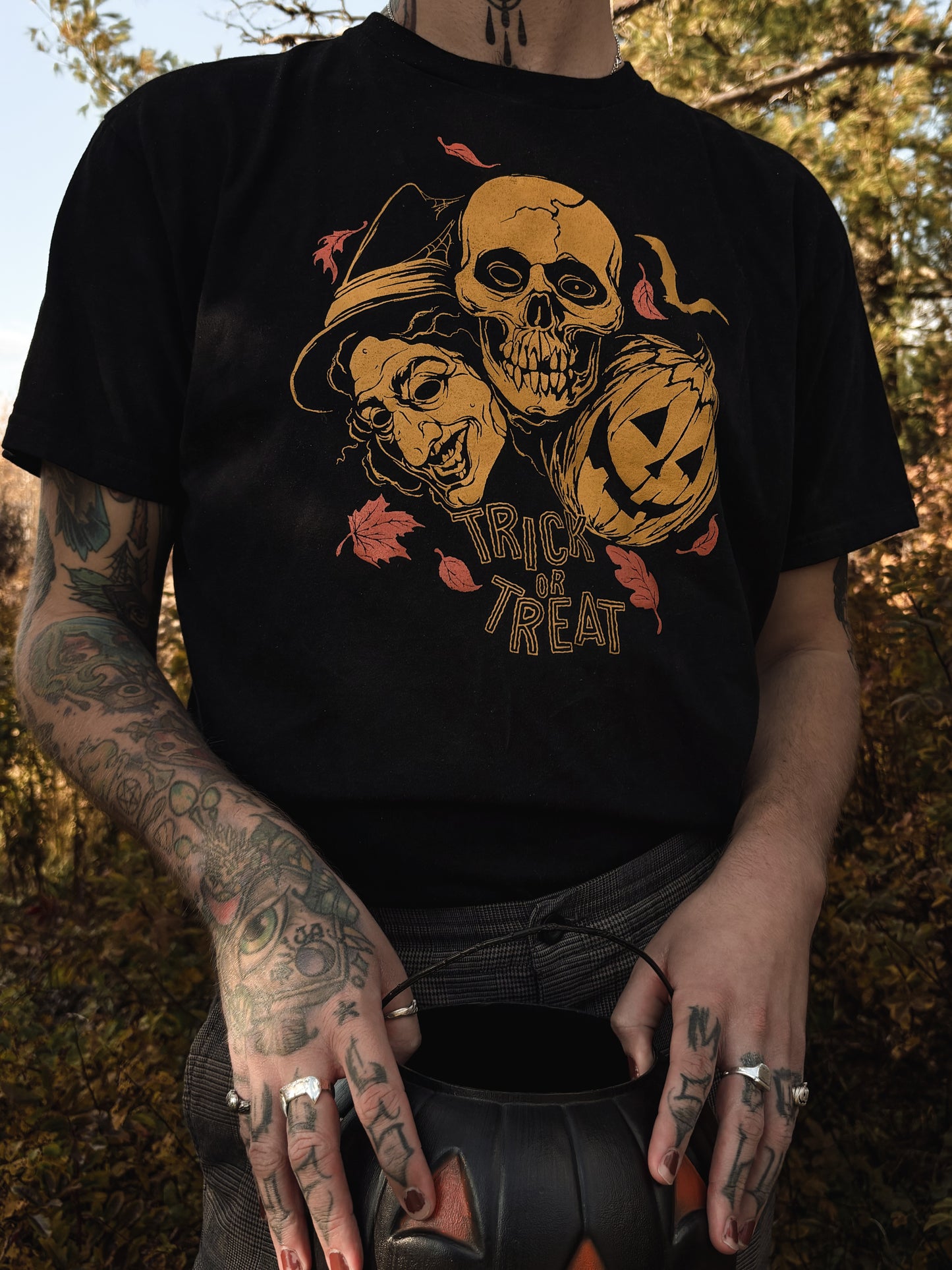 Vintage halloween t-shirt screen printed on organic cotton